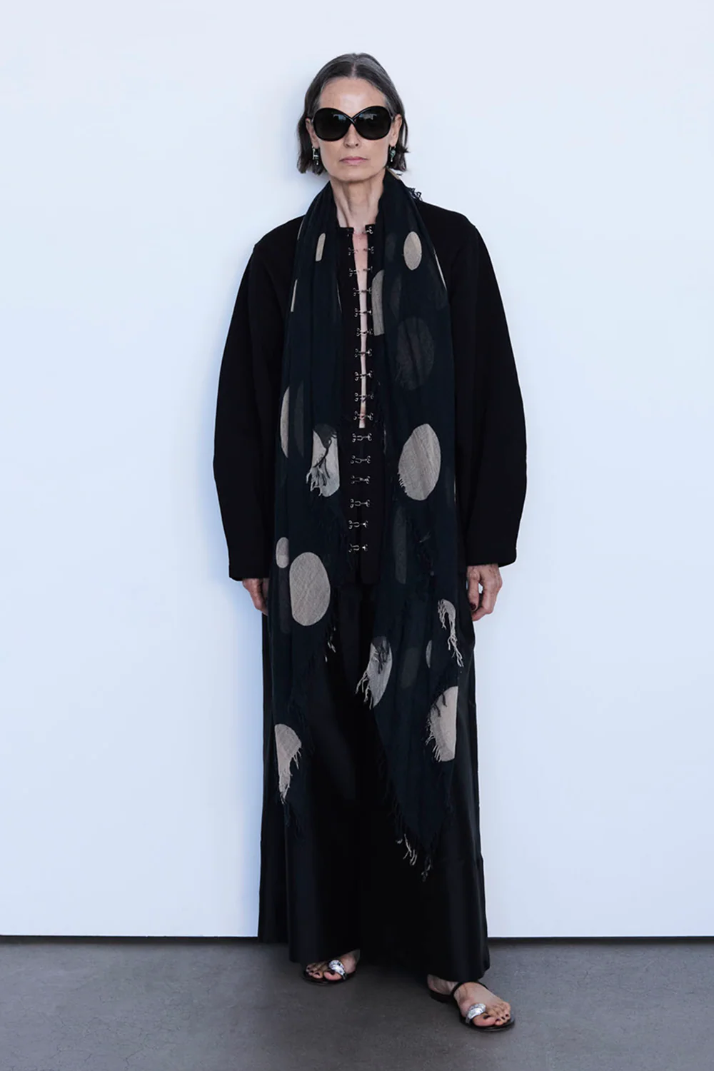 Cashmere and Silk Scarf Black Polka Dot - Image 3