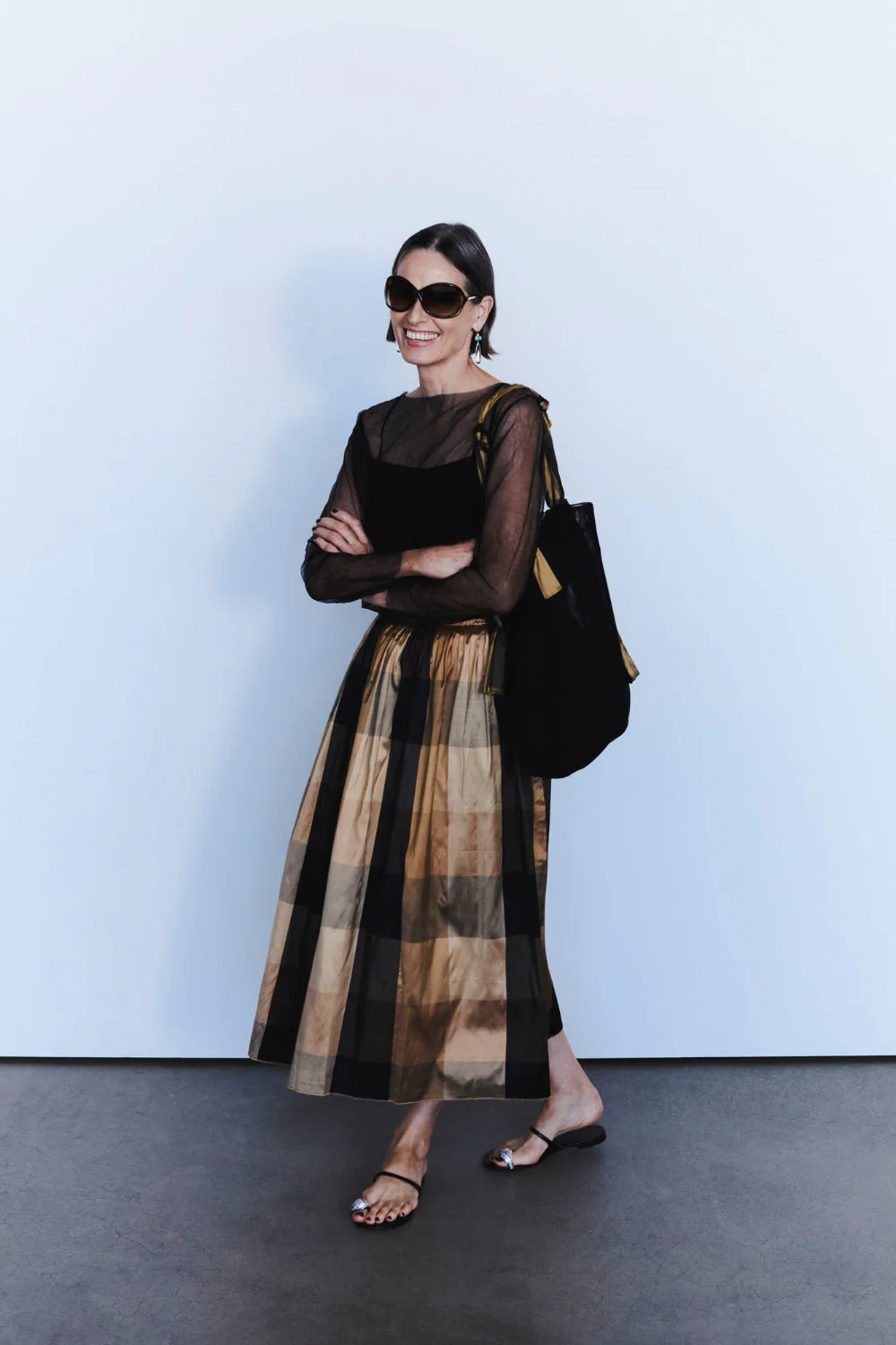 Elsa Silk Ballet Skirt Gold Check - Image 4