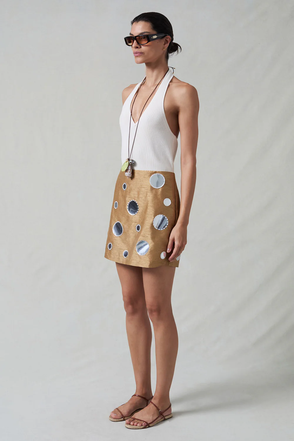 Mirror Mini Skirt Camel - Image 3