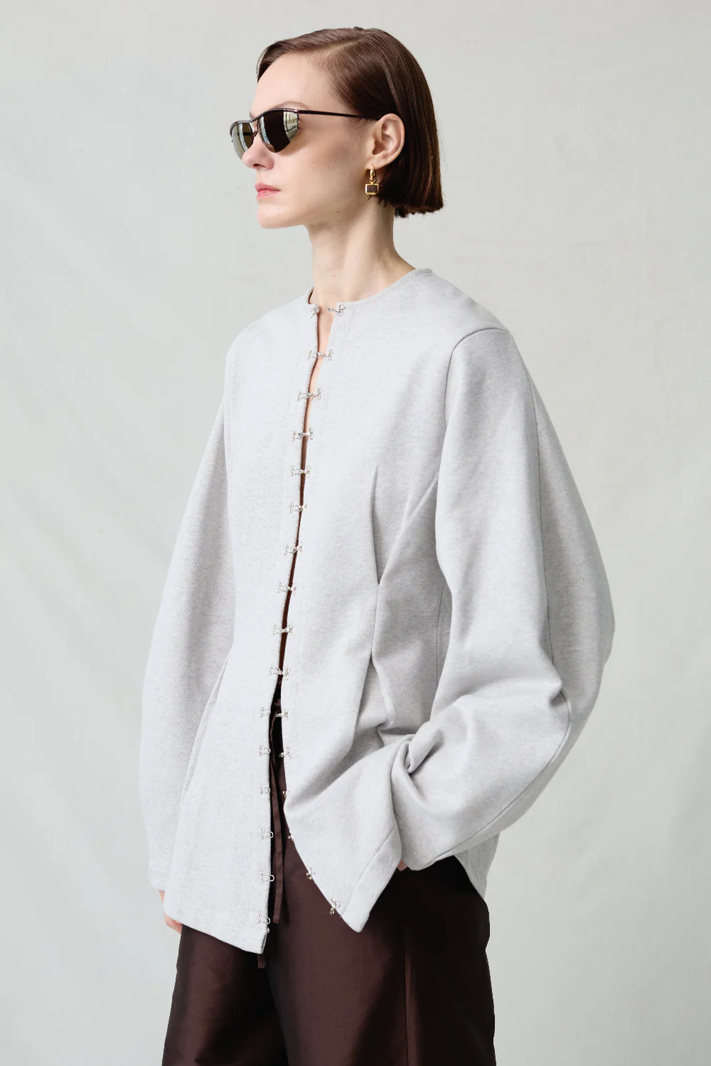 Pinch Waist Cardigan Heather Grey - Image 3