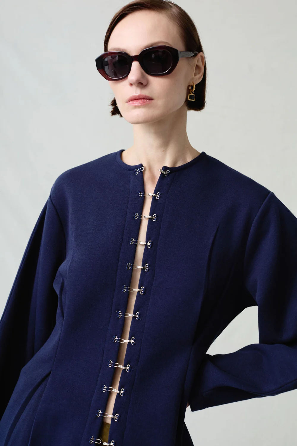 Pinch Waist Cardigan Navy - Image 3