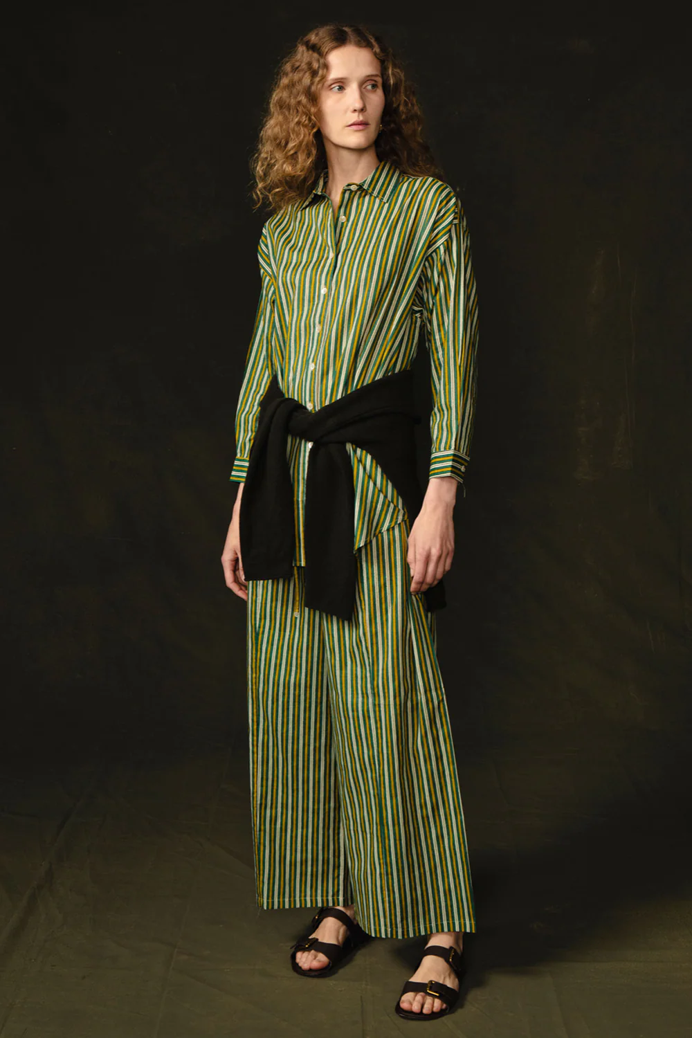 Pinstripe Printed Set Yellow - Image 3