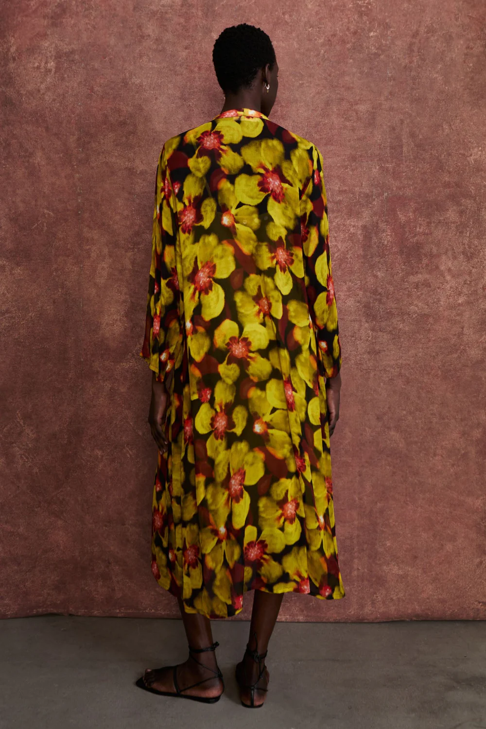 Renata Silk Chiffon Dress Primrose Yellow - Image 4