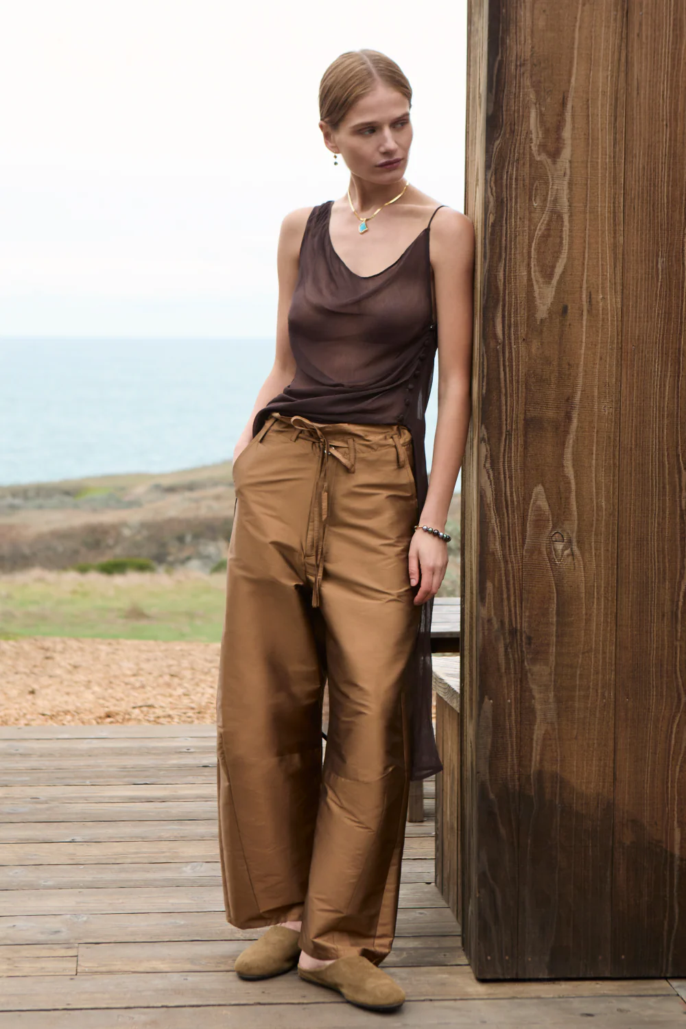 Techno Taffeta Barrel Pant Bronze - Image 4